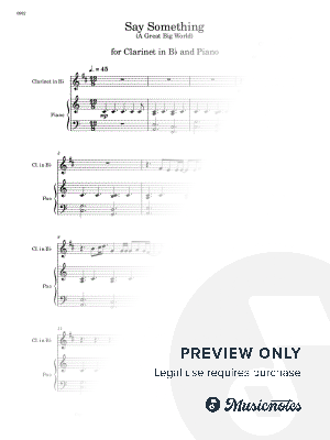 Say Something - Bb Clarinet and Piano (Full Score and Parts)