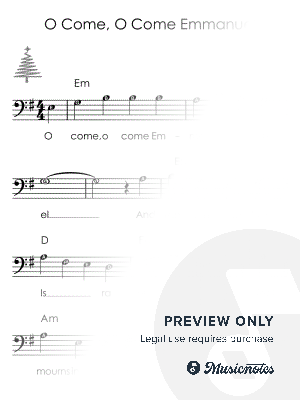 O Come O Come Emmanuel I Sheet Music with Letters Chords Lyrics for Beginners