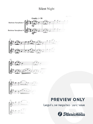 Silent Night- Advanced Baritone Saxophone Duet (in the key of G major)