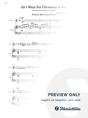 All I Want for Christmas Is You - French Horn and Piano (Full Score and Parts)