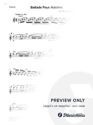 Ballade Pour Adeline - Violin Solo (W/Chords)