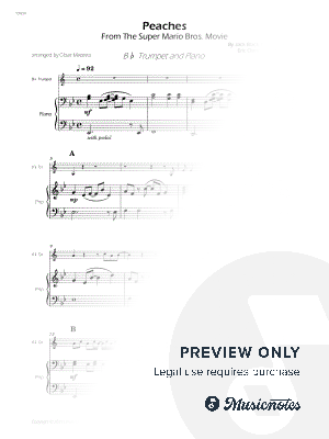 Peaches (from The Mario World Bros) - Bb Trumpet and Piano (Full Score and Parts)