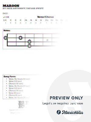 Maroon - Easy Bass Lead Sheet