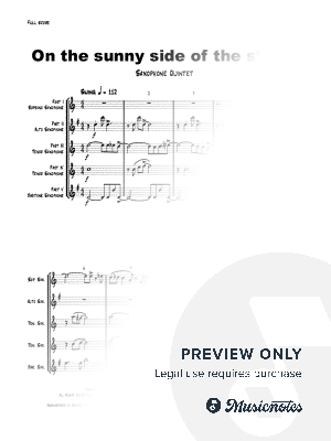 On the sunny side of the street - Saxophone Quintet - Bb