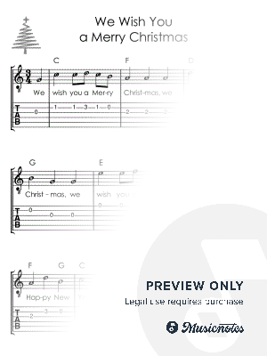 We Wish You a Merry Christmas I GUITAR Sheet Music with Letters TAB Chords Lyrics for Beginners