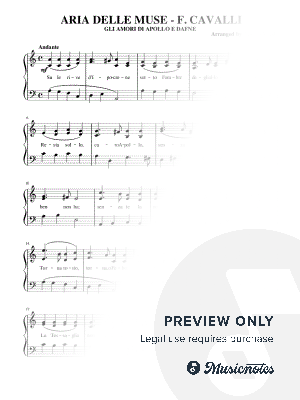 ARIA DELLE MUSE (PIANO REDUCTION WITH LYRICS) - F. CAVALLI