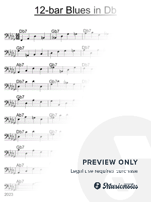 12-bar Blues Walking Bass in Db