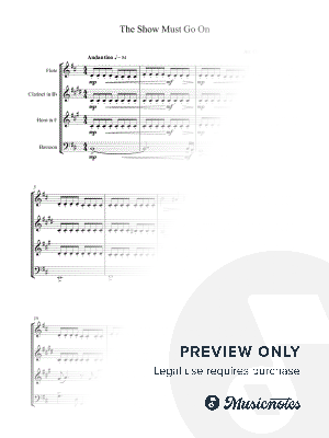 The Show Must Go On - Queen - Wind Quartet (flute, clarinet, french horn, bassoon)