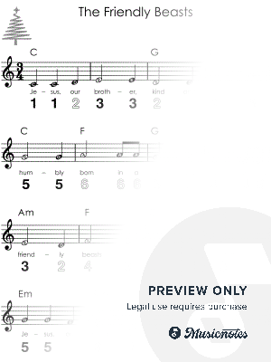 The Friendly Beasts I Easy Kalimba Christmas Sheet Music for Beginners