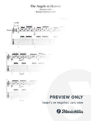 The Angels in Heaven - Russian Christmas Carol, Arr. for Guitar Solo with tabs, updated 2023, advanced