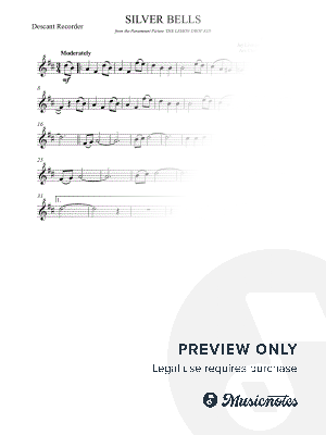 Silver Bells - Jay Livingston - Easy Recorder (full version)