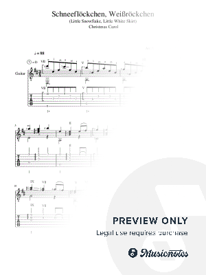 Schneeflöckchen, Weißröckchen - German Christmas Carol, Arr. for Guitar with Tabs, updated 2023