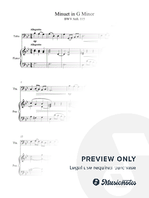 Minuet in G Minor, BWV Anh. 115 - TUBA & piano (full version)