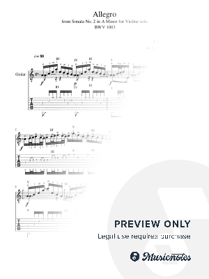 Allegro BWV 1003 - J. S. Bach, Arr. for Guitar with Tabs