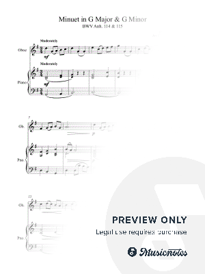 Minuet in G BWV Anh. 114 & 115 - OBOE Solo & Piano Accompaniment (full version)