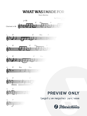 Billie Eilish • What Was I Made For? from Barbie • clarinet in Bb sheet music [chords]