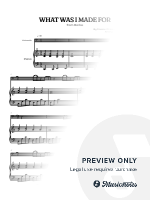 Billie Eilish • What Was I Made For? from Barbie • cello sheet music with piano accompaniment
