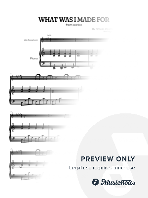 Billie Eilish • What Was I Made For? from Barbie • alto saxophone sheet music with piano accompaniment