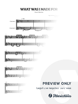 Billie Eilish • What Was I Made For? from Barbie • clarinet duet sheet music