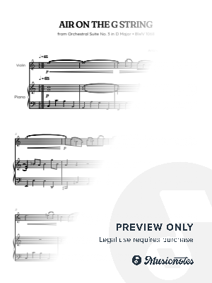 Bach • Air on the G String • violin sheet music with piano accompaniment
