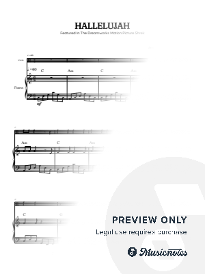 Cohen • Hallelujah from Shrek Soundtrack • viola sheet music with piano accompaniment [chords]