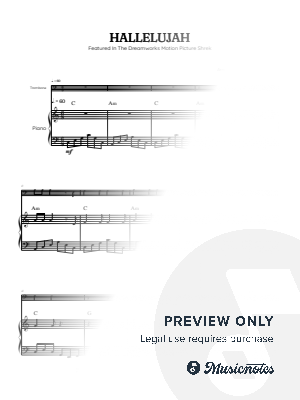Cohen • Hallelujah from Shrek Soundtrack • trombone sheet music with piano accompaniment [chords]