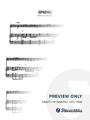 Vivaldi • The Four Seasons: Spring | Key: C | clarinet sheet music w/ piano accompaniment (chords)