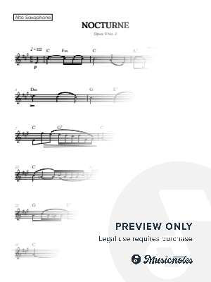 Chopin • Nocturne Opus 9 No.2 | alto sax sheet music (chords)