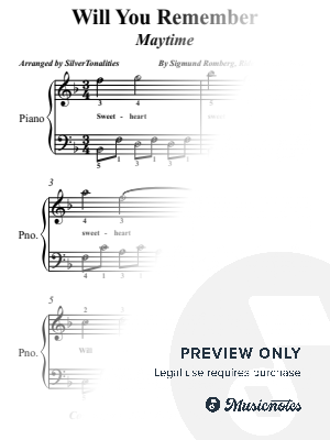 Will You Remember? (Sweetheart) Easy Piano