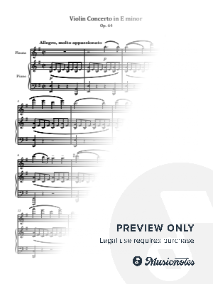 Mendelssohn, Violin Concerto in E minor Op.64, for Flute and Piano Original