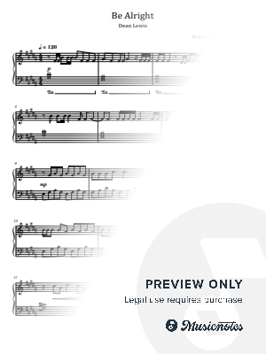 Be Alright, Dean Lewis, for Piano Solo
