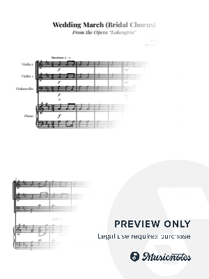 Wedding March (Bridal Chorus) | STRING TRIO (2 Violins & Cello) & PIANO (with Chords)