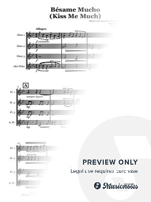 Besame Mucho (Kiss Me Much) - Flute quartet