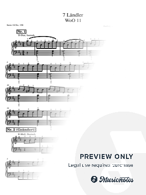 Beethoven, 7 Landler, WoO 11, for Piano Solo Original With Fingering (Complete)