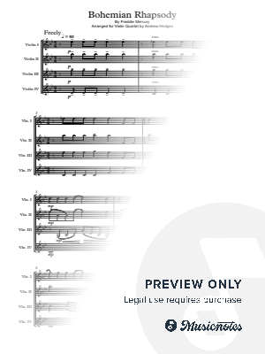 Bohemian Rhapsody (Queen) for VIOLIN QUARTET by Andrew Hodges