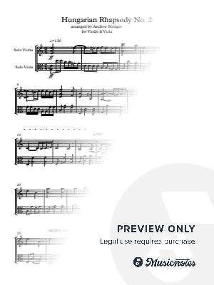 Hungarian Rhapsody No 2 arranged for Violin & Viola by Andrew Hodges