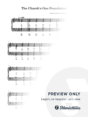 The Church's One Foundation | Samuel Sebastian Wesley | Letter Notes Piano | Note Names Under Every Note