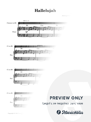 Hallelujah - Leonard Cohen | Easy Clarinet and Piano with Chords