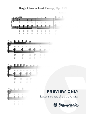 Rage Over a Lost Penny, Op. 129 | Beethoven | Letter Notes Piano | Note Names Under Every Note