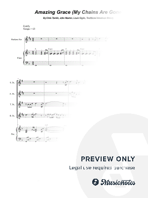 Amazing Grace (My Chains Are Gone) (Saxophone Quartet and Piano) by Stephen DeCesare - Sheet Music