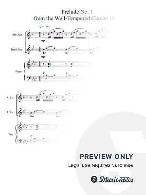Prelude No.1 from The Well-Tempered Clavier Book 1 BWV 846 (Alto and Tenor Sax Duet) with optional piano accompaniment