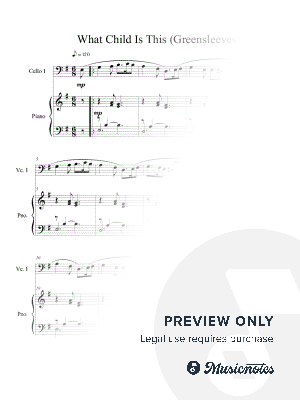 What Child Is This (Greensleeves) for Cello with optional piano accompaniment