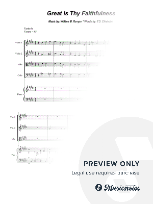 Great Is Thy Faithfulness (String Quartet and Piano) by Stephen DeCesare - Sheet Music