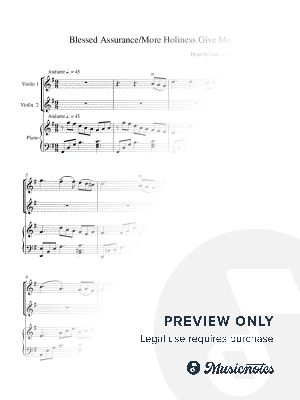 Blessed Assurance/More Holiness Give Me - violin duet, piano
