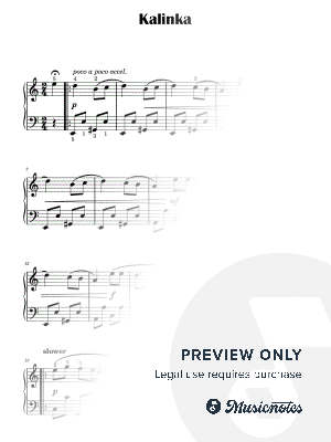 Kalinka I Medium Piano Solo Sheet Music for Intermediate Players