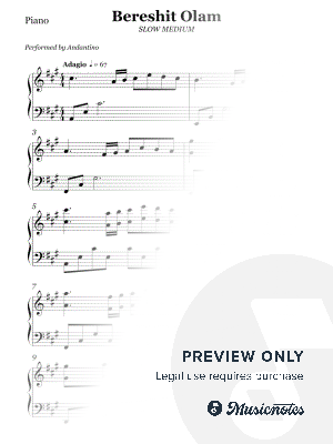 Bereshit Olam (SLOW MEDIUM PIANO) by Andantino Studio - Sheet Music
