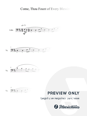 Come, Thou Fount of Every Blessing (Cello Solo) by B. C. Dockery - Sheet Music