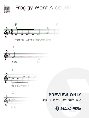 Froggy Went A-courtin' I Piano Tutorial Easy Sheet Music with Letters 