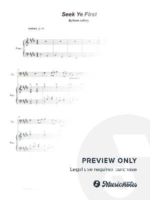 Seek Ye First (Cello solo and Piano) by Stephen DeCesare - Sheet Music