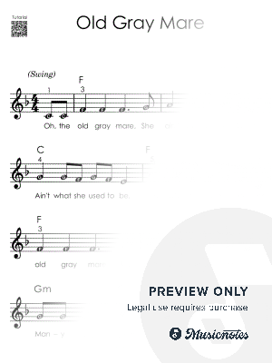 Old Gray Mare I Beginner Piano Tutorial Easy Sheet Music with Letters  by Alicja Urbanowicz - Sheet Music